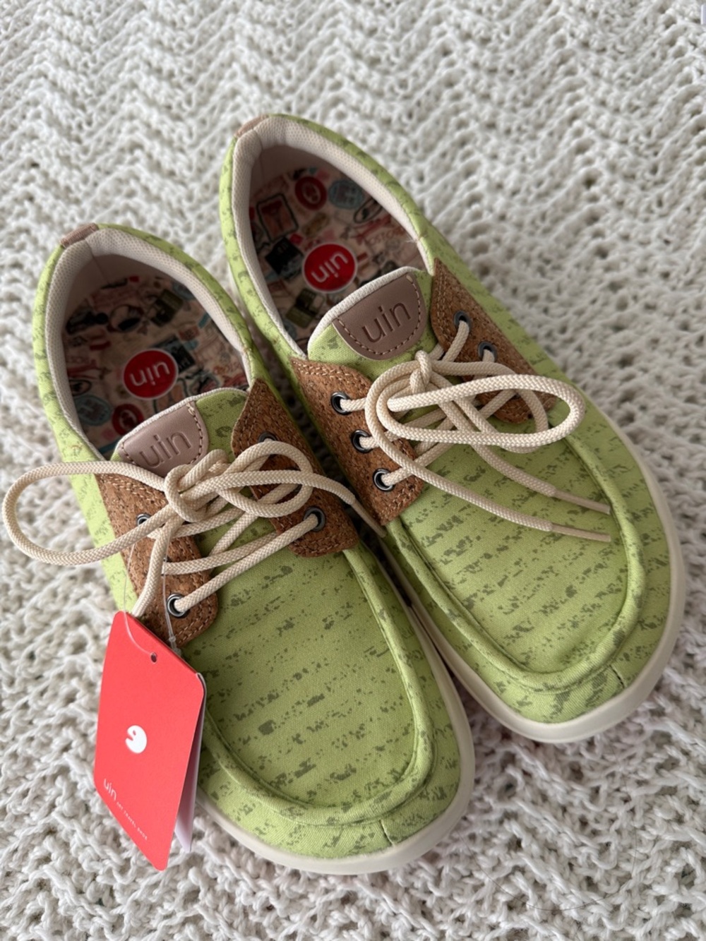 UIN Andalusia Avocado Green Canvas Boat Shoes